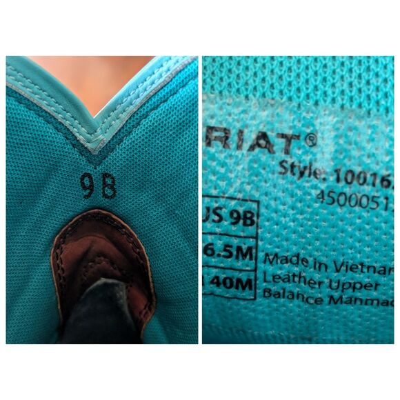 Ariat Women Western Boots Brown Turquoise Stitching Leather Round Toe - Picture 6 of 15